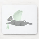 Gray Angel Cat With Green Wings Mousepads