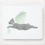 Gray Angel Cat With Green Wings Mousepads