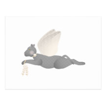 Gray Angel Cat With Orange Wings Postcards