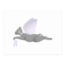 Gray Angel Cat With Purple Wings Post Cards