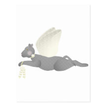 Gray Angel Cat With Yellow Wings Postcards
