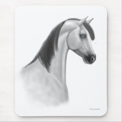 Gray Arabian Horse Mousepad by twopurringcats