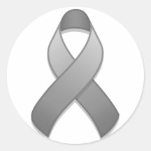Gray Awareness Ribbon Round Sticker