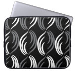 Gray,Black And White Modern Abstract Pattern Laptop Computer Sleeve