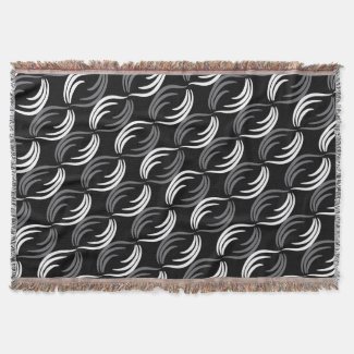 Gray,Black And White Modern Abstract Pattern Throw
