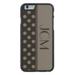 Gray/Black Polka Dot Monogram Carved® Maple iPhone 6 Case