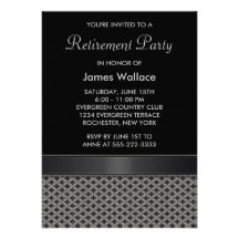 Gray Black Retirement Party Custom Announcements