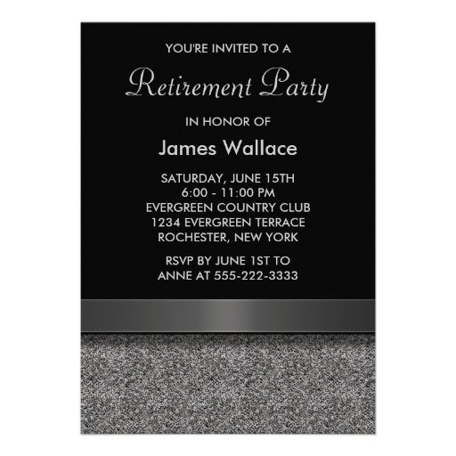 Gray Black Retirement Party Personalized Announcement