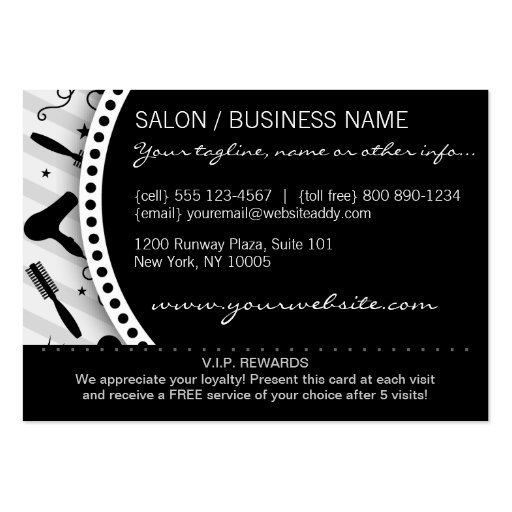 Gray & Black Salon Loyalty Business Cards (back side)