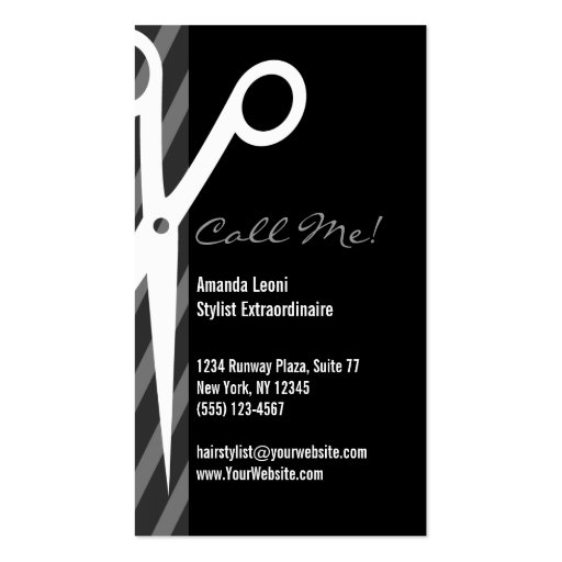 Gray & Black Salon Tools Vertical Business Card Templates (back side)