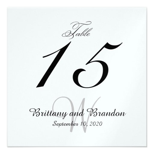 Gray Black Wedding Square Table Number Card