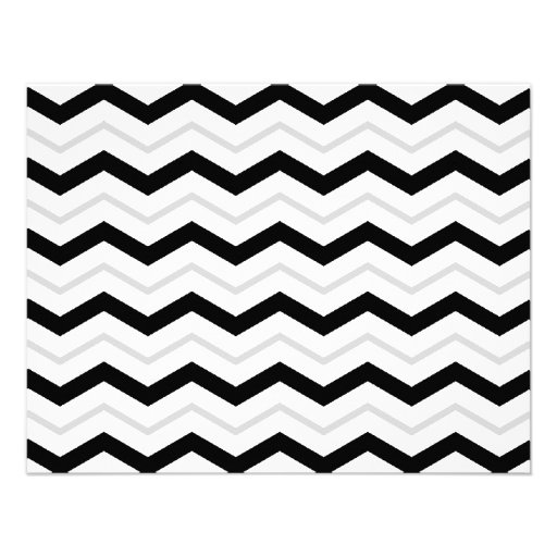 Gray & Black White Chevron Wedding Reception ONLY Invite