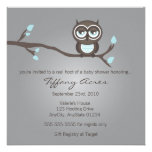 Gray, Blue and Brown Owl Invitation invitations