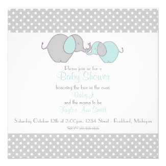Gray & Blue Mama & Baby Elephant Shower
