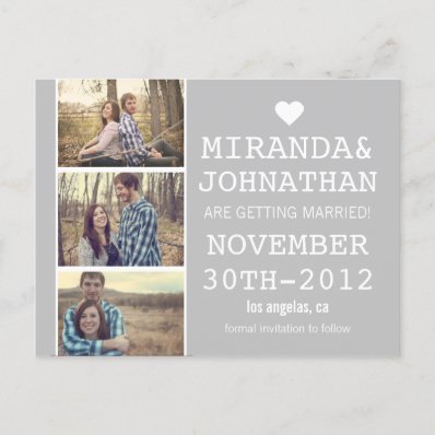 Gray Bold Photo Strip Save The Date Post Cards