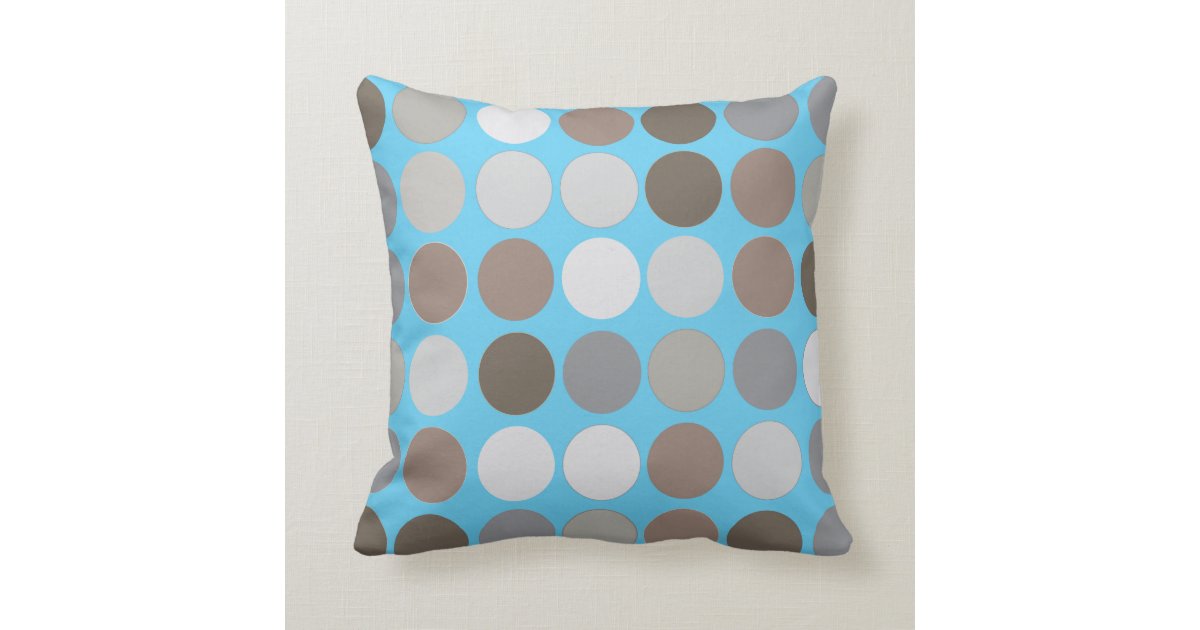 Gray Brown Circles w/Blue Modern Abstract Pattern Throw Pillow Zazzle