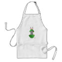 Gray Bunny Green Christmas Ornament Merry Christma aprons