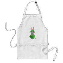 Gray Bunny Green Christmas Ornament Merry Christma Apron