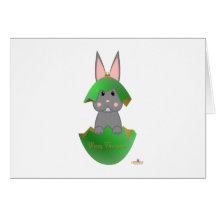 Gray Bunny Green Christmas Ornament Merry Christma Greeting Cards
