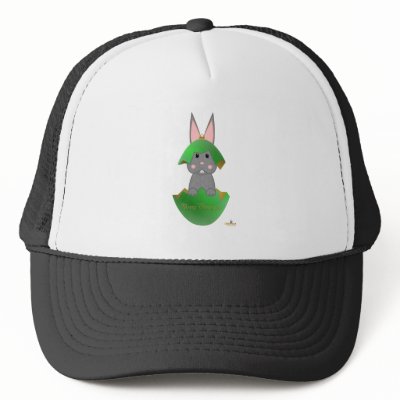 Gray Bunny Green Christmas Ornament Merry Christma Mesh Hats by animalacres