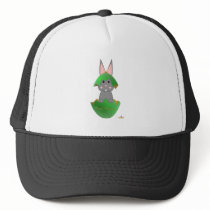 Gray Bunny Green Christmas Ornament Merry Christma hats