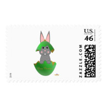 Gray Bunny Green Christmas Ornament Merry Christma Stamps