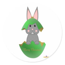 Gray Bunny Green Christmas Ornament Merry Christma stickers
