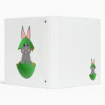 Gray Bunny In A Green Christmas Ornament Vinyl Binders