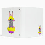 Gray Bunny In A Yellow Egg 3 Ring Binder