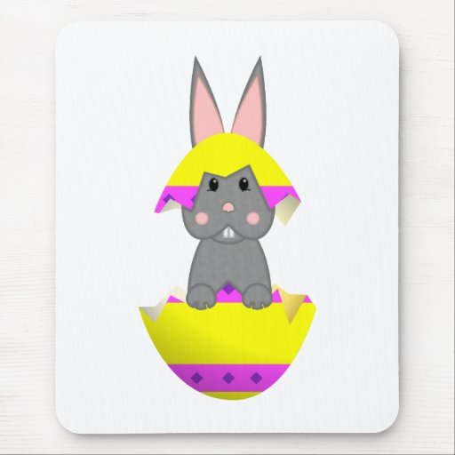 Gray Bunny In A Yellow Egg Mouse Pad
