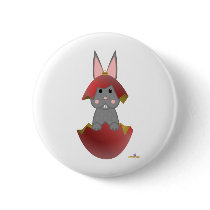 Gray Bunny Red Christmas Ornament buttons