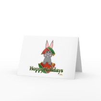 Gray Bunny Red Green Christmas Ornament Hoppy Holi cards by animalacres Gray Bunny Red Green Christmas Ornament Hoppy Holi cards
