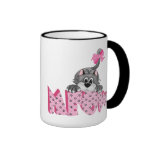 Gray Cat and Pink Meow Mugs