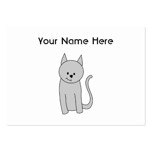 Gray Cat Cartoon. Business Cards