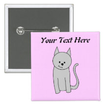 Gray Cat Cartoon. Buttons