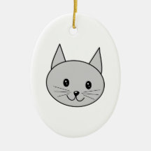 Gray Cat Cartoon. Christmas Ornaments