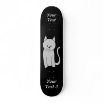 Gray Cat Cartoon. Custom Skateboard