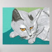 Gray cat, found Lincoln, NZ Print