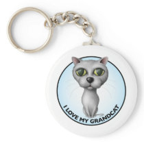 Gray Cat - I Love My Grandcat Keychain