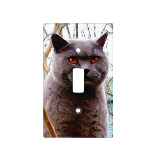 Gray Cat Light Switch Cover Zazzle