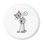 Gray Cat Stick Figure Magnet