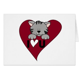 Gray Cat Valentine T-shirts and Gifts card