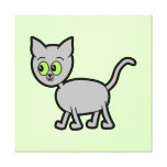 Gray Cat with Green Eyes. Stretched Canvas Print