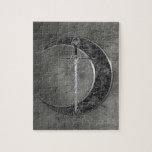Gray Celtic Moon And Sword Jigsaw Puzzles