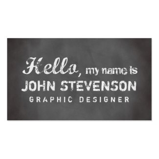 Gray chalkboard chic hello graphic designer business card