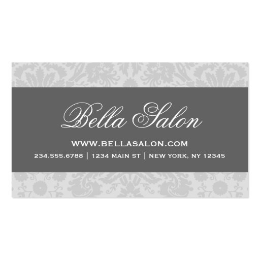 Gray & Charcoal Elegant Vintage Damask Business Card Templates (front side)