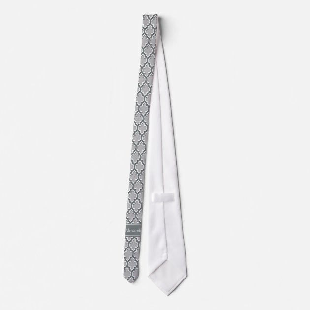 Gray Charcoal Moroccan #5DS Charcoal Name Monogram Tie-2