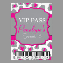 Gray Cheetah VIP Pass Sweet 16 Invitation invitations