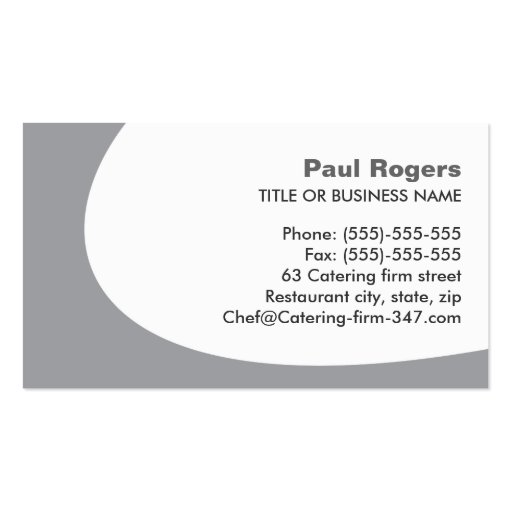Gray chef or catering cutlery business card (back side)