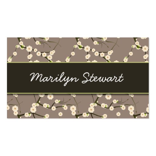 Gray Cherry Blossoms Business Cards (front side)
